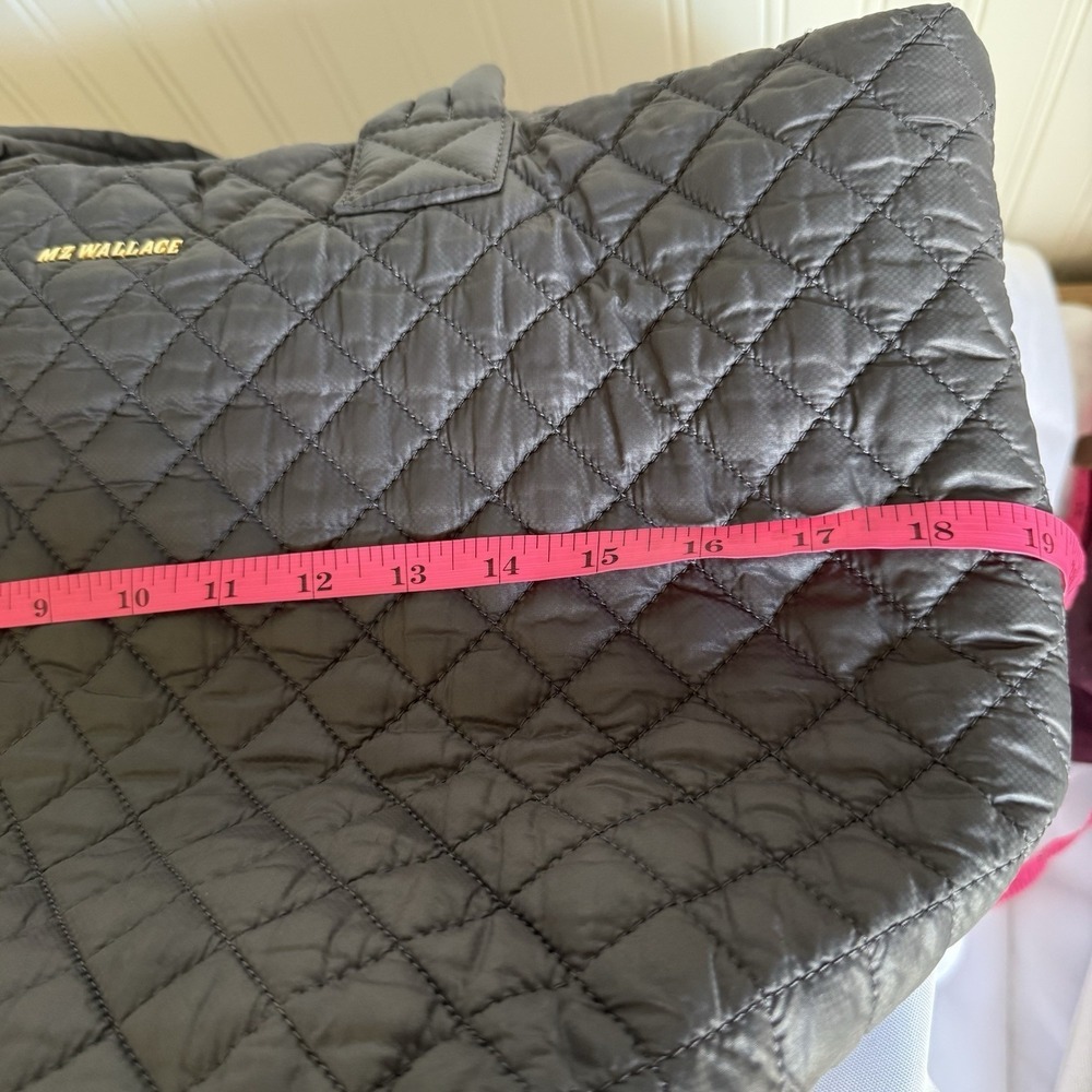 MZ Wallace Medium Metro City Tote Magnet Gray Quilted Shoulder Bag Purse Travel - Picture 4 of 14